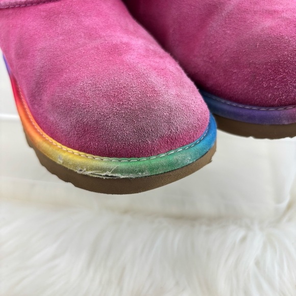 UGG pink Suede Boots with Rainbow Accents size 3 kids - Picture 7 of 11